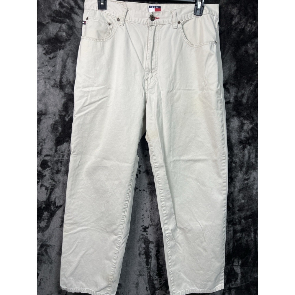 Vintage Tommy Jeans Pants Mens 36x30 Beige Khaki 90s Style Cotton